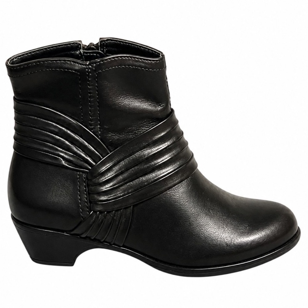 Comfort Plus by Predictions Black Ankle Booties Women's 9W Wide Side Zip Comfort